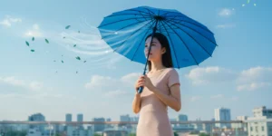 스마트 우산을 쓰고있는 사람