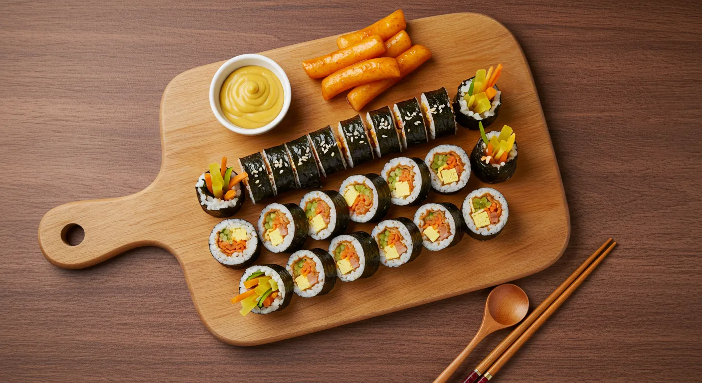 꼬마김밥이 세련된 접시에 깔끔하게 배열된 모습
