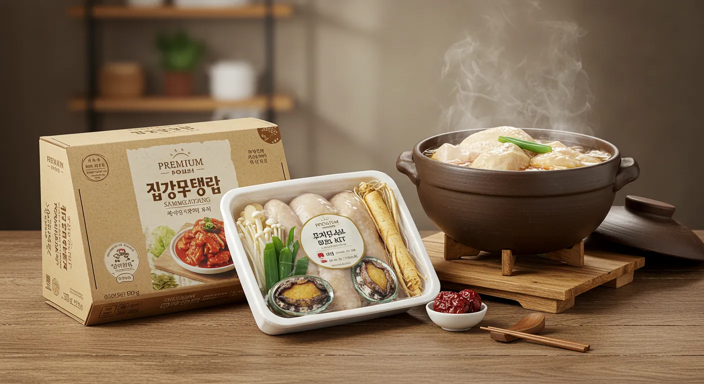 밀키트 삼계탕으로 요리하는 모습