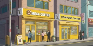 노란색매장으로 만든 커피숍