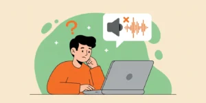 노트북에서 소리가 안나 어리둥절한 표정을 짓고 있는 모습