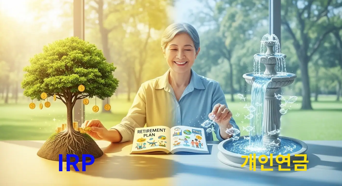  IRP와 개인연금을 동시에 활용하여 노후를 설계하는 모습    