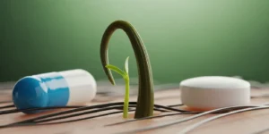 매우 빠르게 자라고 있는 건강한 머리카락 한 가닥의 접사(클로즈업) 이미지