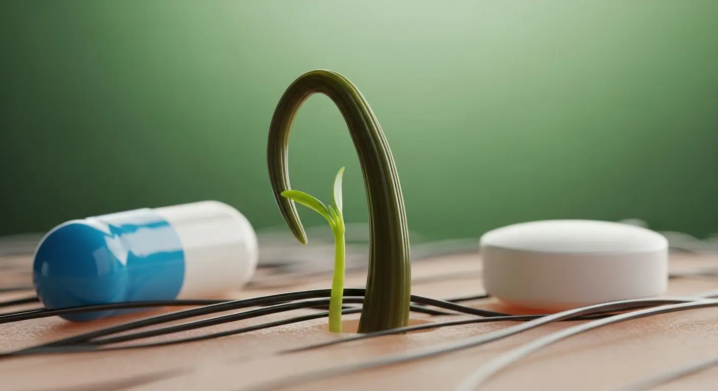 매우 빠르게 자라고 있는 건강한 머리카락 한 가닥의 접사(클로즈업) 이미지 