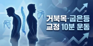부정한 자세에서 바른 자세로 변화하는 과정을 시각적으로 표현한 이미지